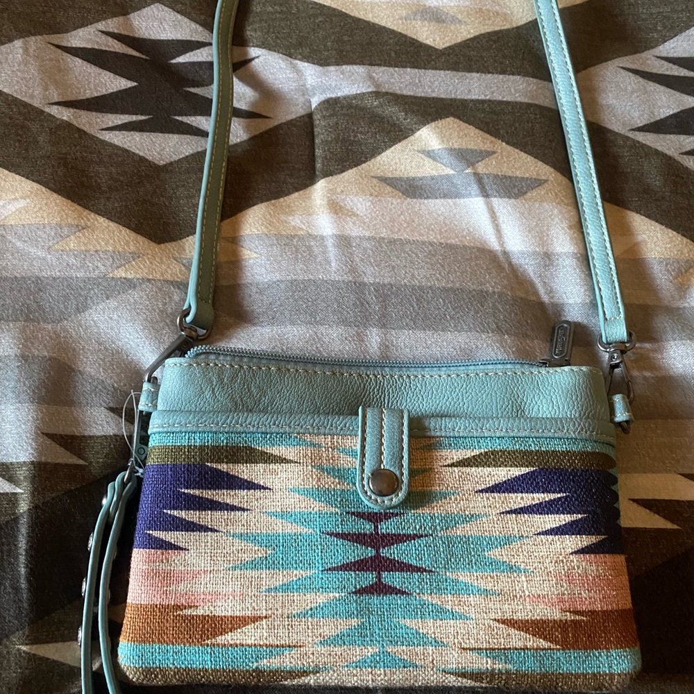 Wrangler Turquoise and Beige Crossbody Bag